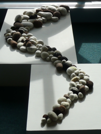 felted rocks installation